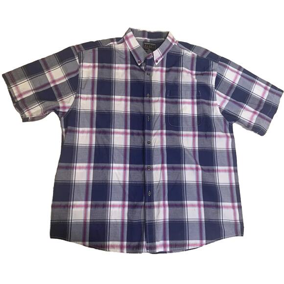 Walnut Creek Shirt Adult 2XL Collared Button Up Plaid Short Sleeve Mens Shirt - Picture 1 of 9